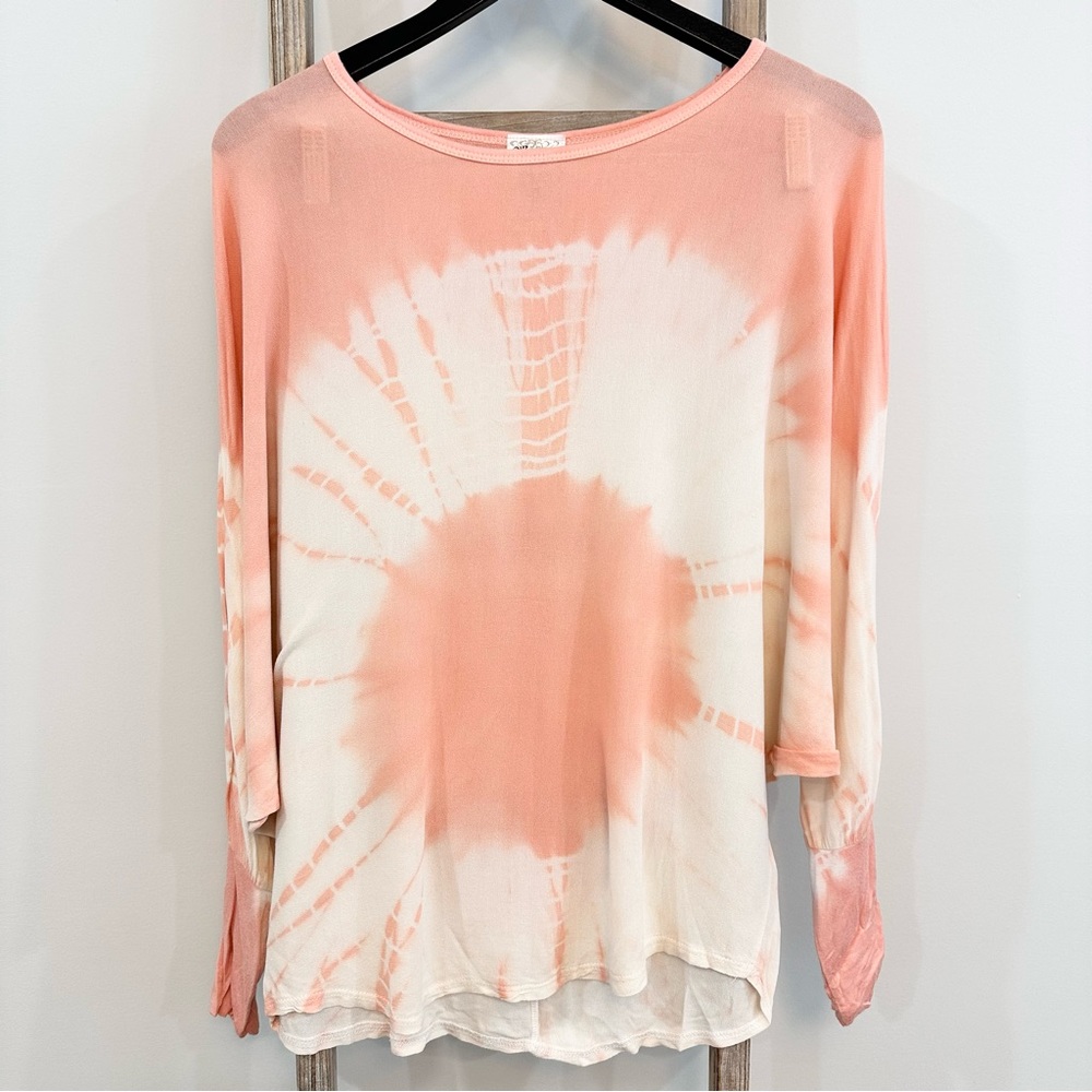 Vocal Peach/Cream Tie Dye Blouse Size Medium